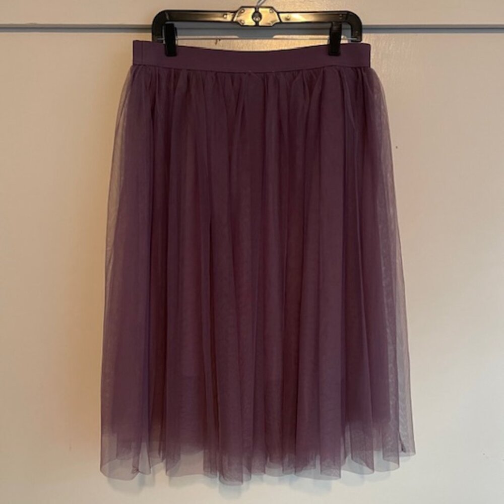 Women's Purple Tulle Midi Skirt